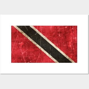 Vintage Aged and Scratched Trinidadian Flag Posters and Art